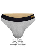 BIKE Athletic BAS319 Active Thong in Color Light Gray