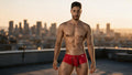 CandyMan 95008 Men's Underwear Seductive Lace Trunks Color Red
