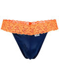 CandyMan 95015 Men's Underwear Seductive Lace Thongs Color Blue-Hot Orange
