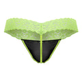 CandyMan 99370 Men's Underwear Sensual Lace Thongs Color Hot Green