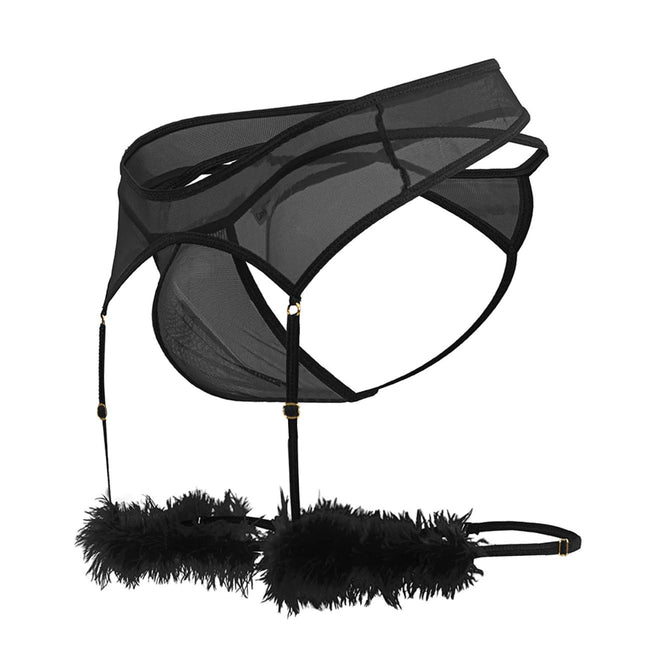 CandyMan 99806 Mesh Garter Outfit Color Black