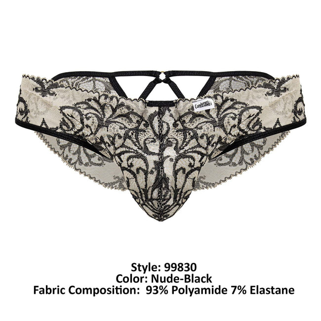 CandyMan 99830 Lace Briefs Color Nude-Black