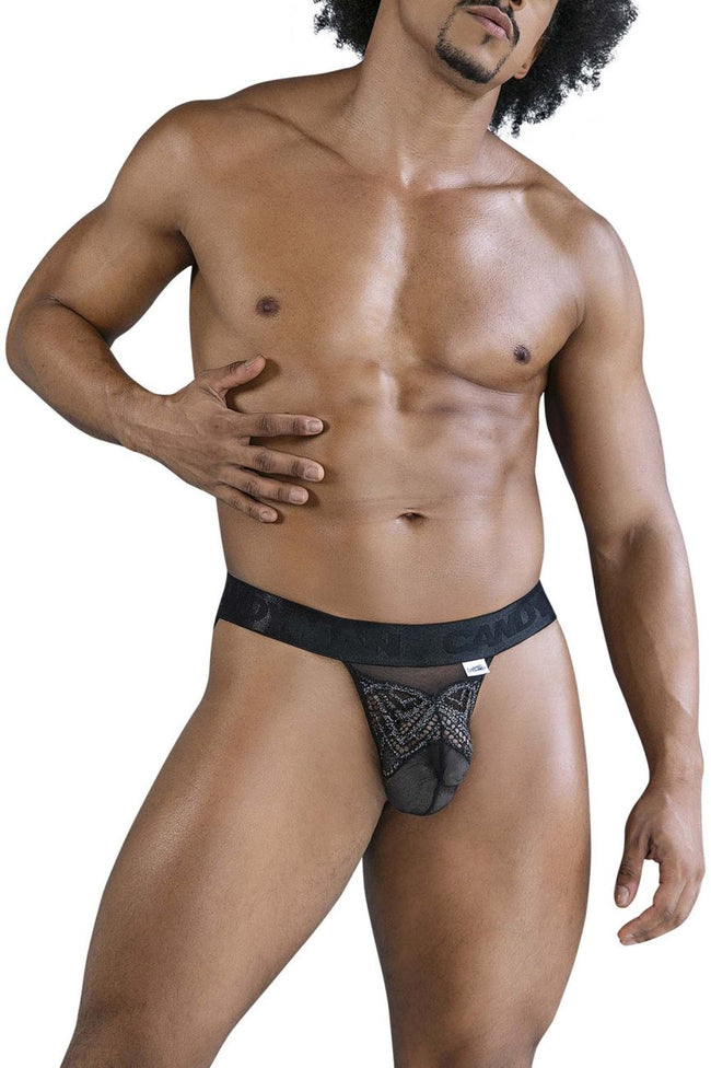 CandyMan 99849 Lace-Mesh Thongs Color Black