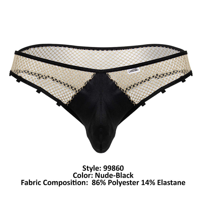 CandyMan 99860 Fishnet Thongs Color Nude-Black