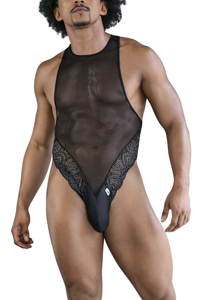 CandyMan 99864 Lace-Mesh Bodysuit Color Black