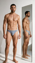 CandyMan 99923 Men's Underwear Printed Bikini Briefs Color Printed Blue