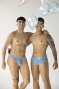 CandyMan 99923 Men's Underwear Printed Bikini Briefs Color Printed Blue
