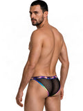 CandyMan 99935 Men's Underwear Tropical Mesh Low Rise Briefs Color Black