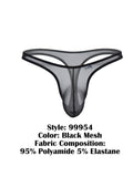 CandyMan 99954 Men's Underwear Sheer Mesh Thongs Color Black Mesh