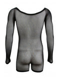 CandyMan 99955 Men's Underwear Patterned Fishnet Long Sleeve Bodysuit Color Black