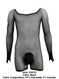 CandyMan 99955 Men's Underwear Patterned Fishnet Long Sleeve Bodysuit Color Black