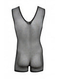 CandyMan 99958 Men's Underwear Sheer Patterned Bodysuit Color Black