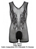 CandyMan 99958 Men's Underwear Sheer Patterned Bodysuit Color Black