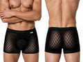 CandyMan 99962 Men's Underwear Sheer Geometric Mesh Boxer Briefs Color Black