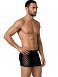 CandyMan 99962 Men's Underwear Sheer Geometric Mesh Boxer Briefs Color Black