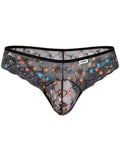 CandyMan 99975 Men's Underwear Printed Mesh Thongs Color Black