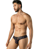 CandyMan 99975 Men's Underwear Printed Mesh Thongs Color Black