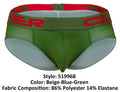 Clever 519968 3PK Australian Latin Briefs Color Beige-Blue-Green