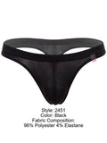 JOR 2451 Men's Underwear Invisible Sleek Thongs Color Black