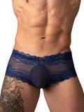 Male Power 127-280 Sassy Lace Mini Short Sheer Pouch Color Navy