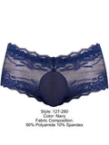 Male Power 127-280 Sassy Lace Mini Short Sheer Pouch Color Navy