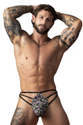 Male Power 419-303 Gridlocked Thong Straps-Rings Color Printed