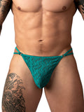 Male Power 456-305 Ripple Micro V-String Thong Color Teal