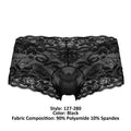 Male Power 127-280 Sassy Lace Mini Short Sheer Pouch Color Black