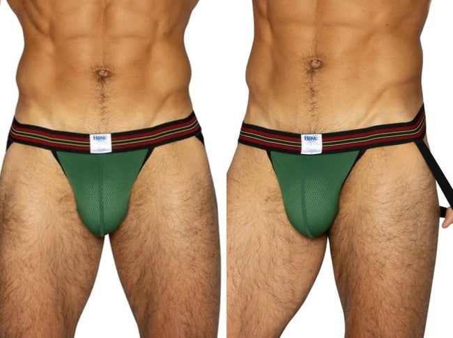 BIKE Athletic BAS305 Men's Underwear Performance Mesh Jockstrap Color Green
