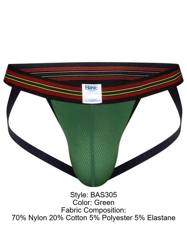 BIKE Athletic BAS305 Men's Underwear Performance Mesh Jockstrap Color Green