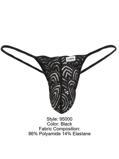 CandyMan 95000 Men's Underwear Seductive Lace Thongs Color Black