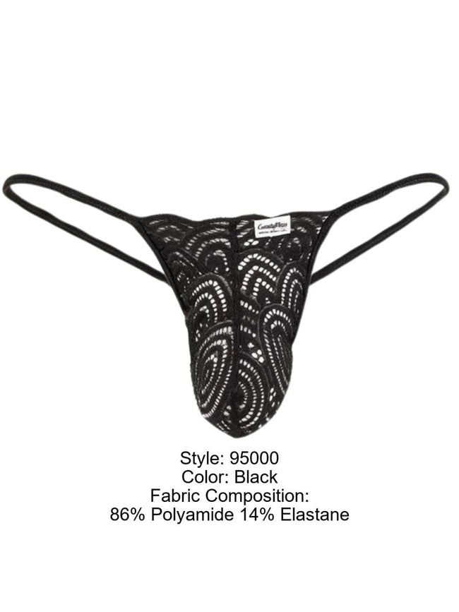CandyMan 95000 Men's Underwear Seductive Lace Thongs Color Black