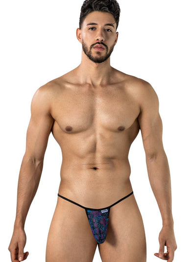 CandyMan 95004 Men's Underwear Stylish Mesh Thongs Color Printed Blue
