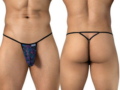 CandyMan 95004 Men's Underwear Stylish Mesh Thongs Color Printed Blue