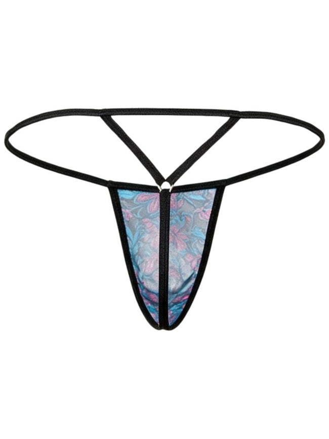 CandyMan 95004 Men's Underwear Stylish Mesh Thongs Color Printed Blue