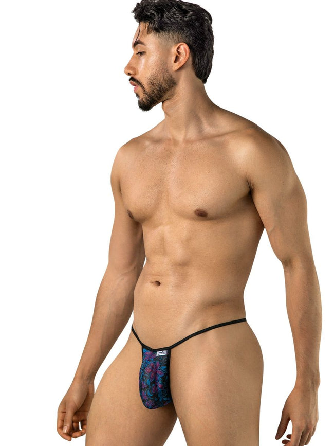 CandyMan 95004 Men's Underwear Stylish Mesh Thongs Color Printed Blue