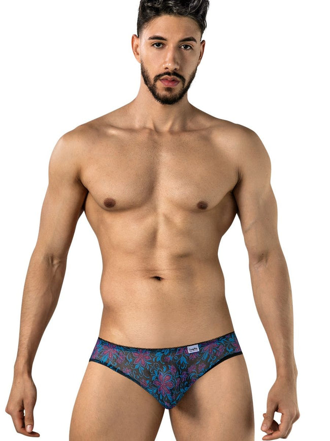 CandyMan 95005 Men's Underwear Printed Mesh Briefs Color Blue