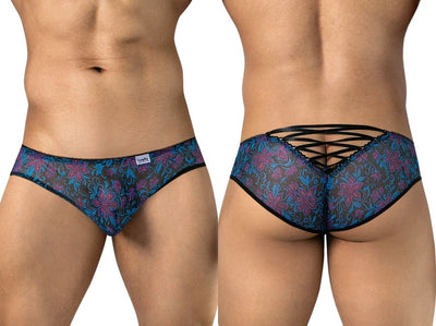 CandyMan 95005 Men's Underwear Printed Mesh Briefs Color Blue