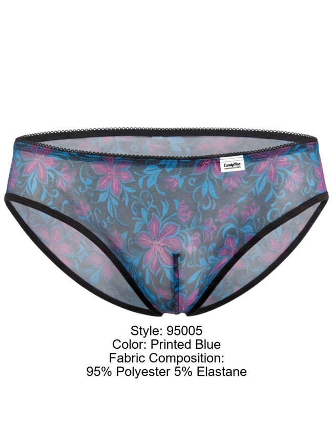 CandyMan 95005 Men's Underwear Printed Mesh Briefs Color Blue