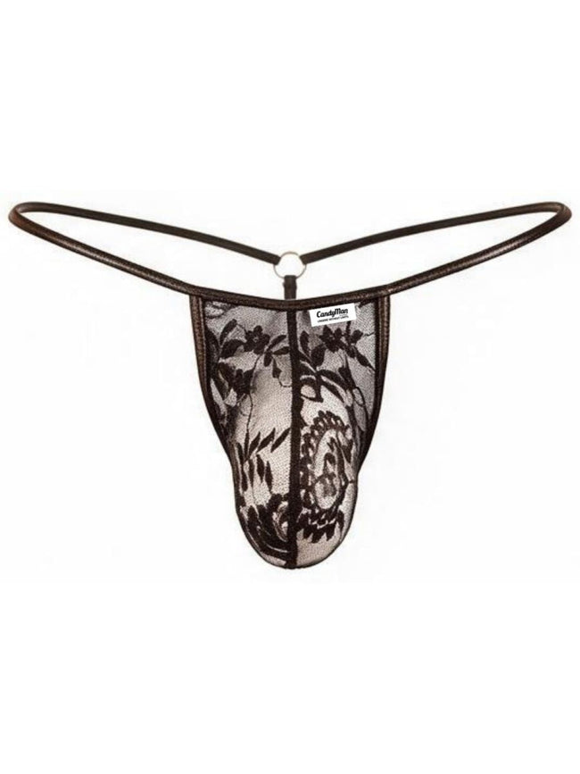 CandyMan 95007 Men's Underwear Seductive Lace Thong Color Black