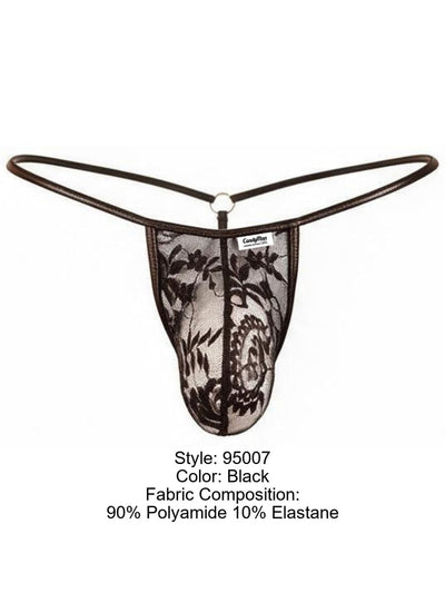 CandyMan 95007 Men's Underwear Seductive Lace Thong Color Black