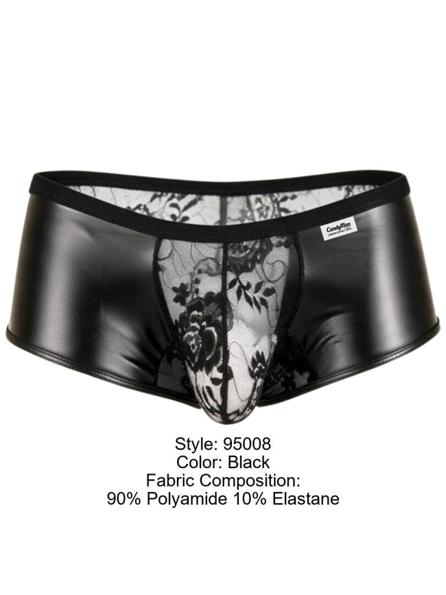 CandyMan 95008 Men's Underwear Seductive Lace Trunks Color Black