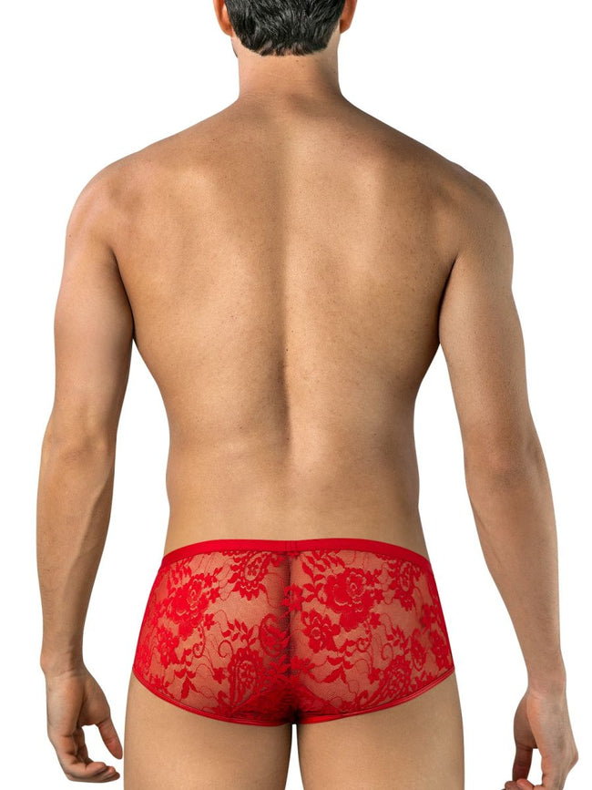 CandyMan 95008 Men's Underwear Seductive Lace Trunks Color Red