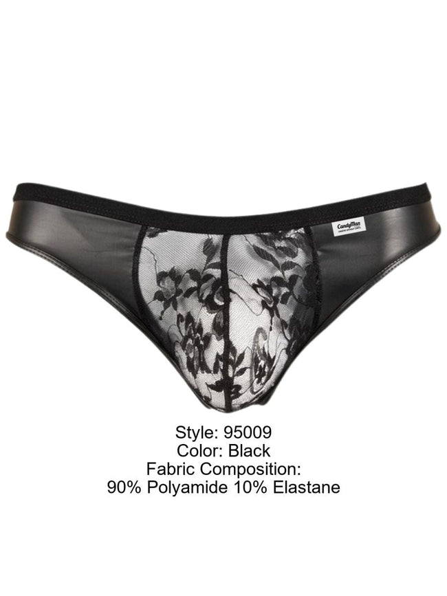 CandyMan 95009 Men's Underwear Seductive Lace Thongs Color Black