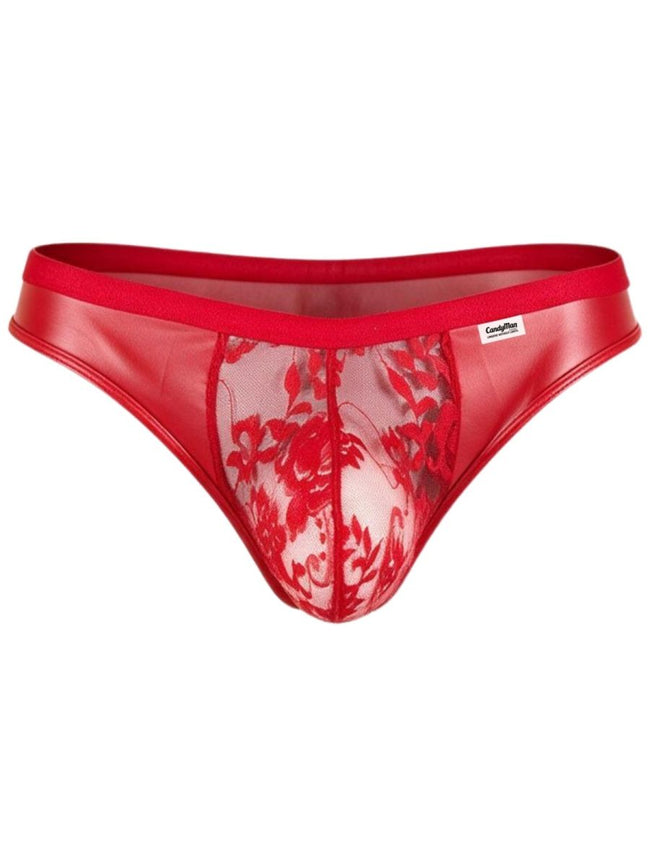 CandyMan 95009 Men's Underwear Seductive Lace Thongs Color Red