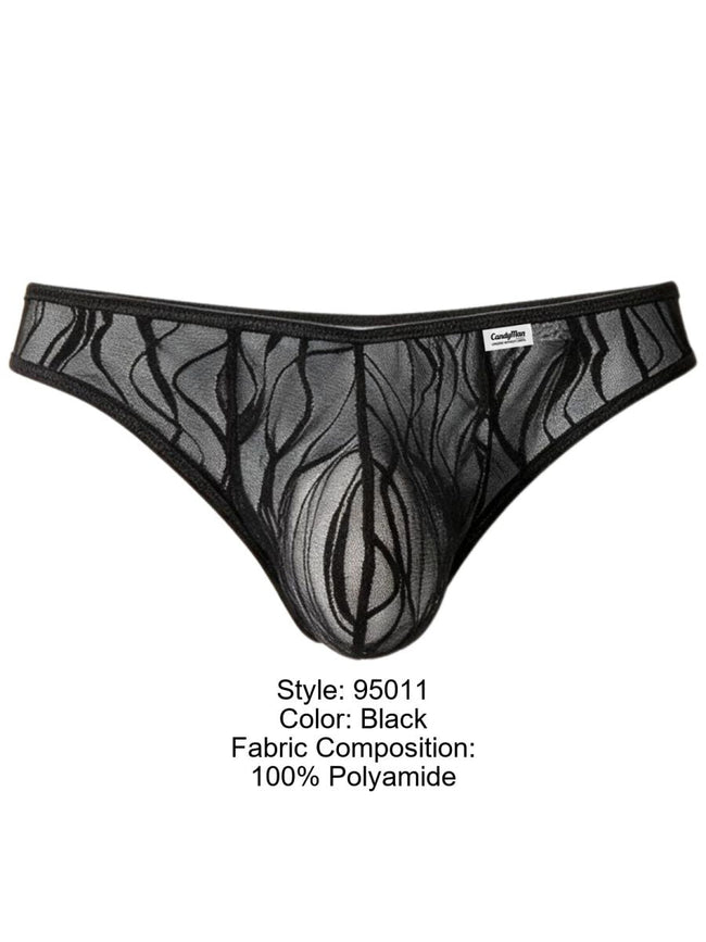 CandyMan 95011 Men's Underwear Seductive Lace Thongs Color Black