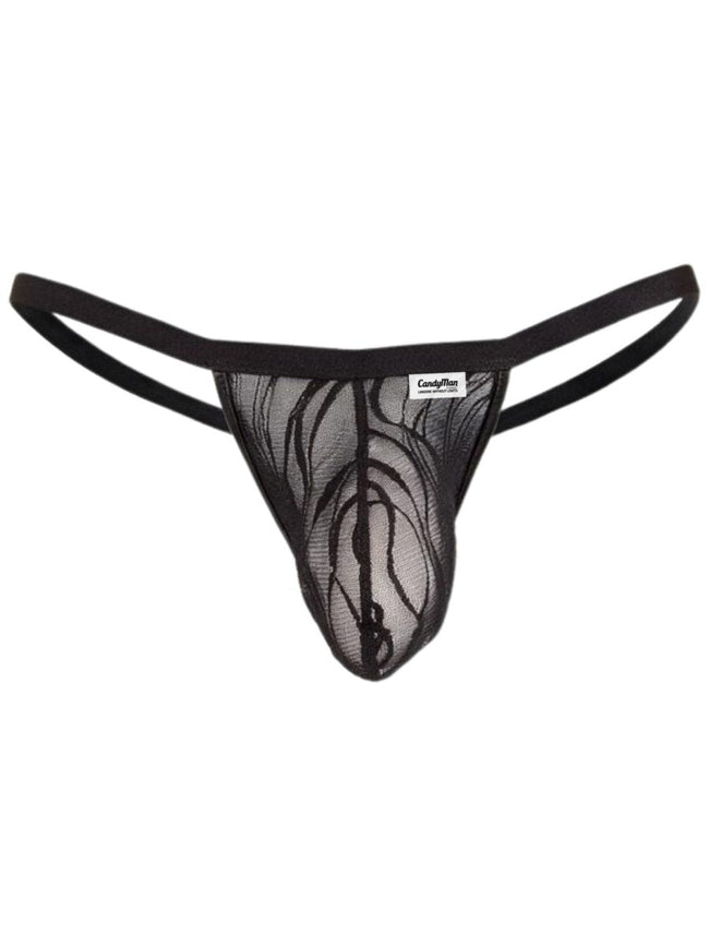 CandyMan 95012 Men's Underwear Seductive Lace Thongs Color Black