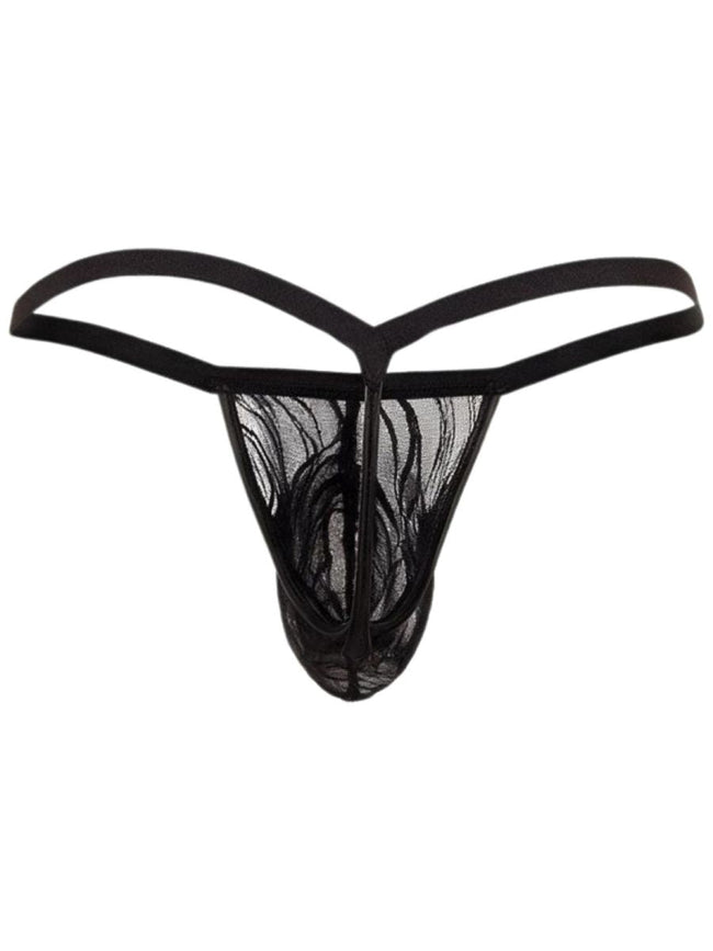 CandyMan 95012 Men's Underwear Seductive Lace Thongs Color Black