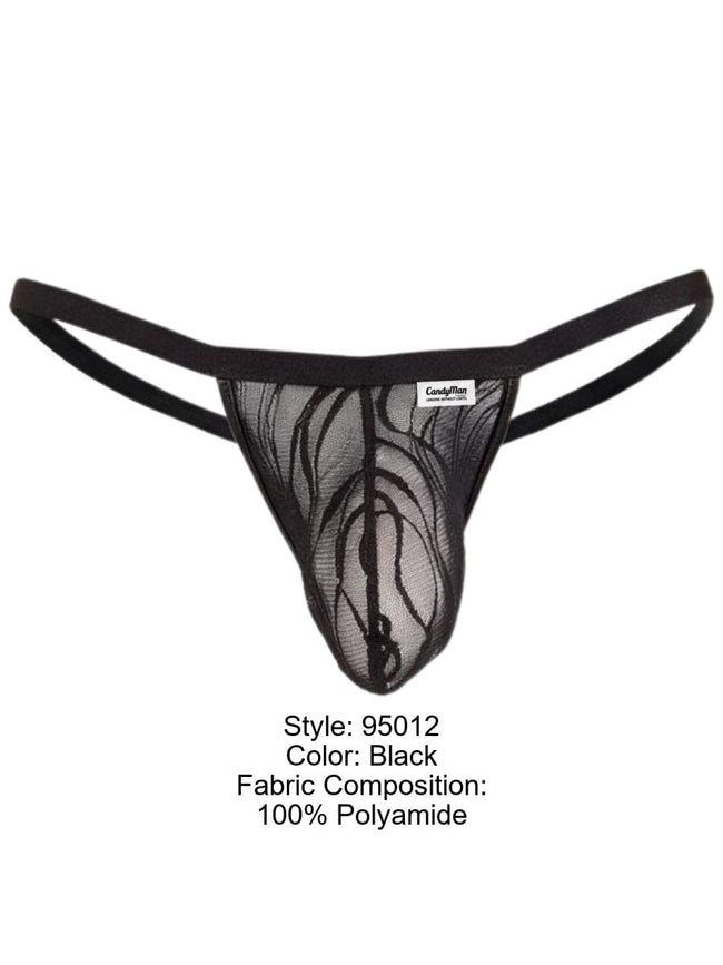 CandyMan 95012 Men's Underwear Seductive Lace Thongs Color Black
