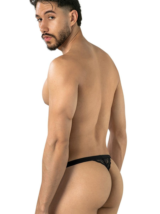 CandyMan 95013 Men's Underwear Seductive Lace Thongs Color Black